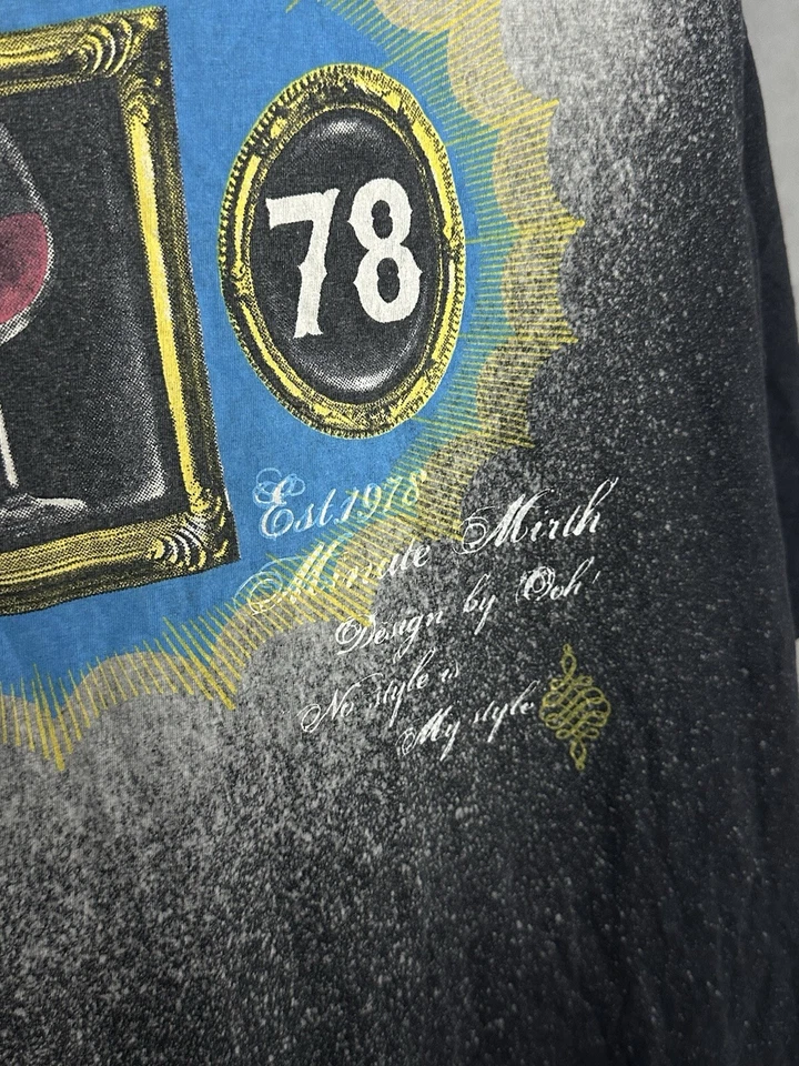 Minute Mirth Skull Men’s Black T Shirt Tee Front Back Print Size Large - Image 4 of 4