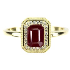 925 Sterling Silver Ring Octagon Ruby 7x5mm Natural Gemstone Jewelry Size 9