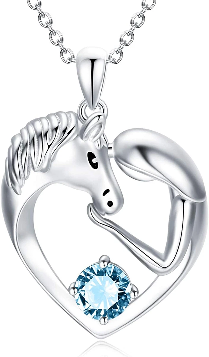 Horse necklace with birthstone deals