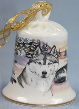 Sibirien Husky Porzellan glocke  figur porzellanglocke weihnachtsglocke
