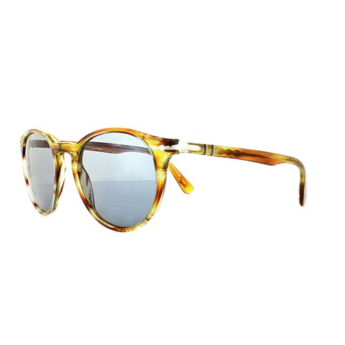 Occhiali DA SOLE PERSOL 3152 9043/56 Brown A Righe Giallo Blu Anti-Riflesso  | eBay