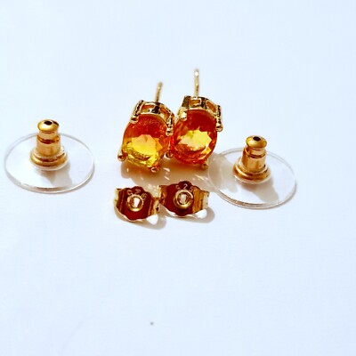 Vergoldete 925 Silber zweifarbige rosa und gelbe Turmalin Ohrstecker.(#30)