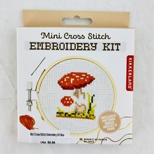 Kikkerland Mini Cross Stitch Embroidery Kit Mushroom Toadstool