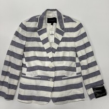 Banana Republic Blazer Womens Sz 4 Gray Stripe NWT Linen Blend Career Work
