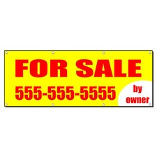 FOR SALE BY OWNER REAL ESTATE CUSTOM PHONE Banner Sign 3 ft x 6 ft /w 6 Grommets