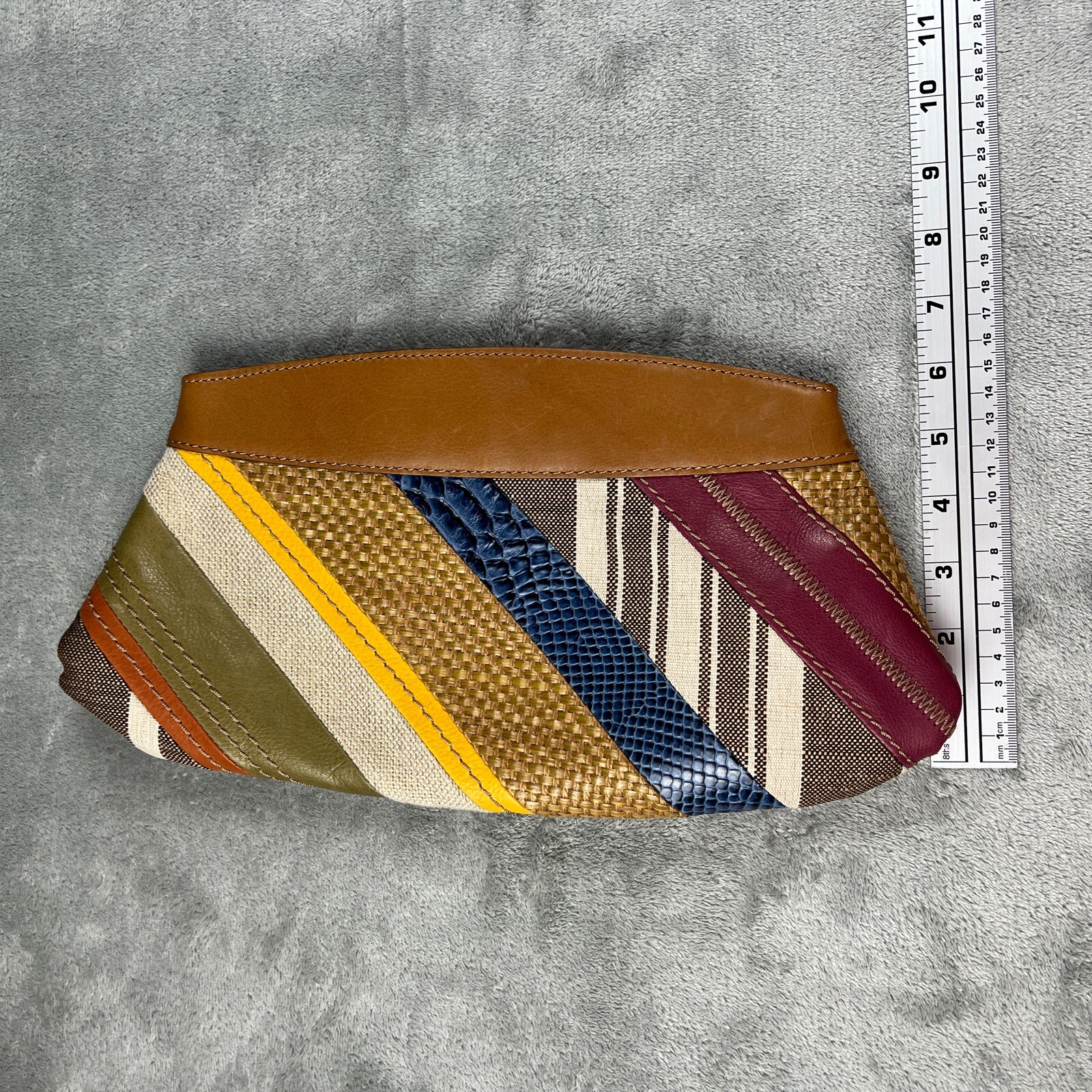 Fossil Clutch Handbag Leather Patchwork Diagonal … - image 6