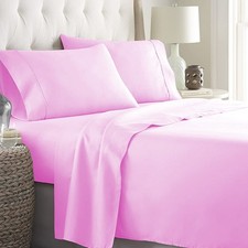 Lovely Egyptian Cotton 6 PCs Sheet Set Extra Deep Pocket 1000/1200 TC - Pink