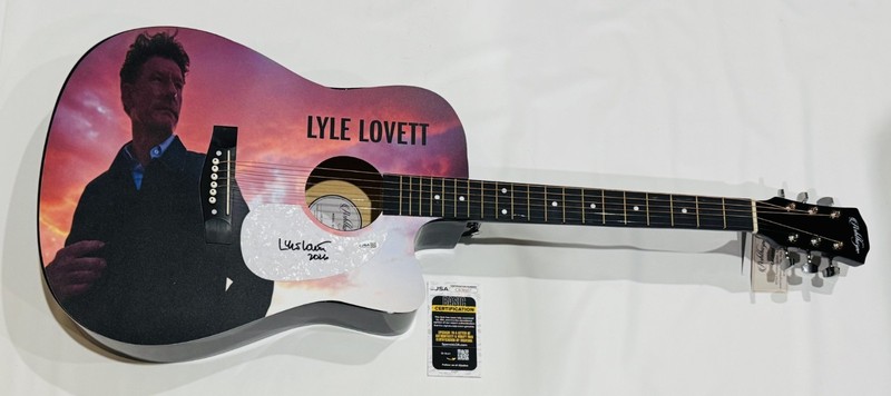 LYLE LOVETT SIGNED CUSTOM ACOUSTIC GUITAR COUNTRY LEGEND JSA COA