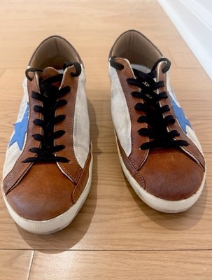 Golden Goose Men s Low Top Lace-Up Sneakers Colorblock Brown Beige Blue