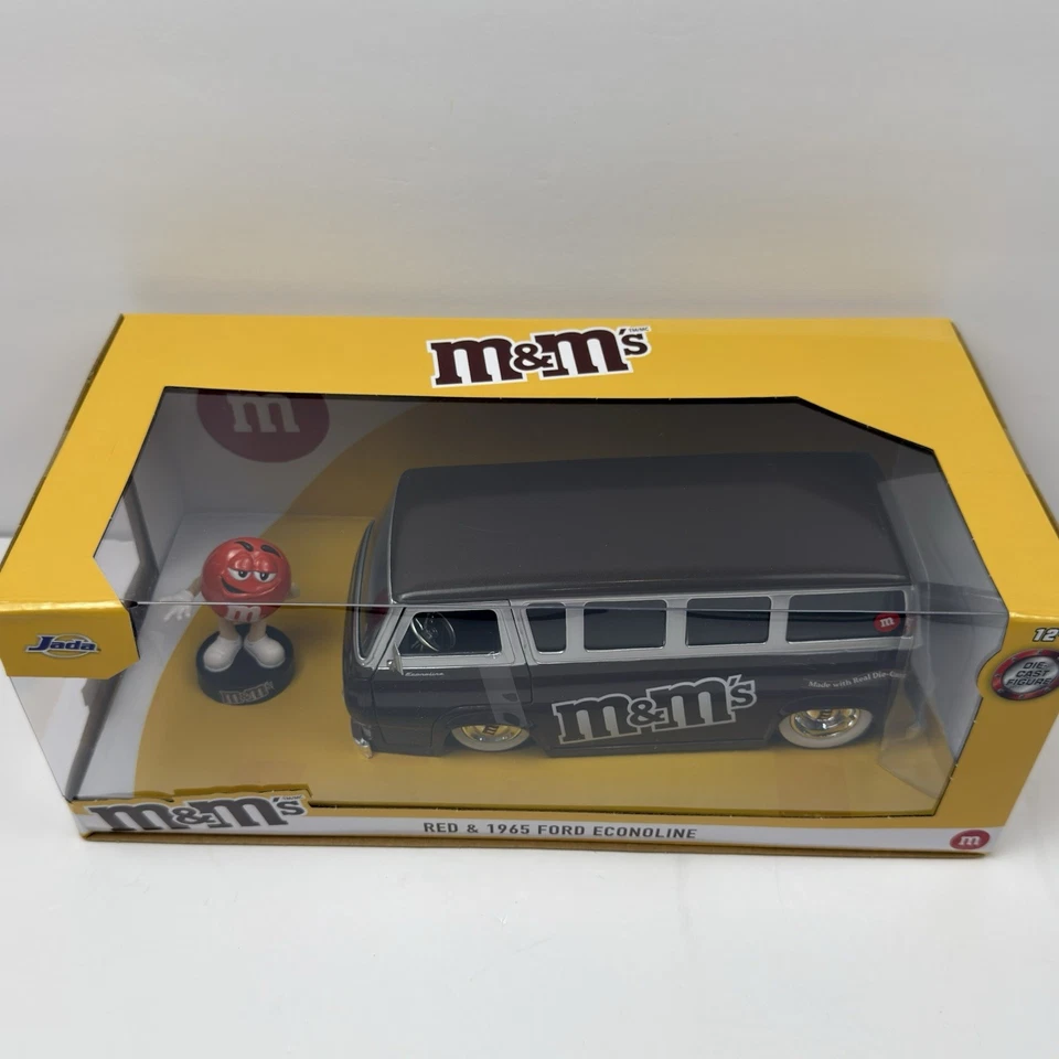 JADA TOYS M&M’s Red Character y Ford Econoline 1965 furgoneta fundida a presión 1:24 2021 nueva en caja Foto 2 de 4