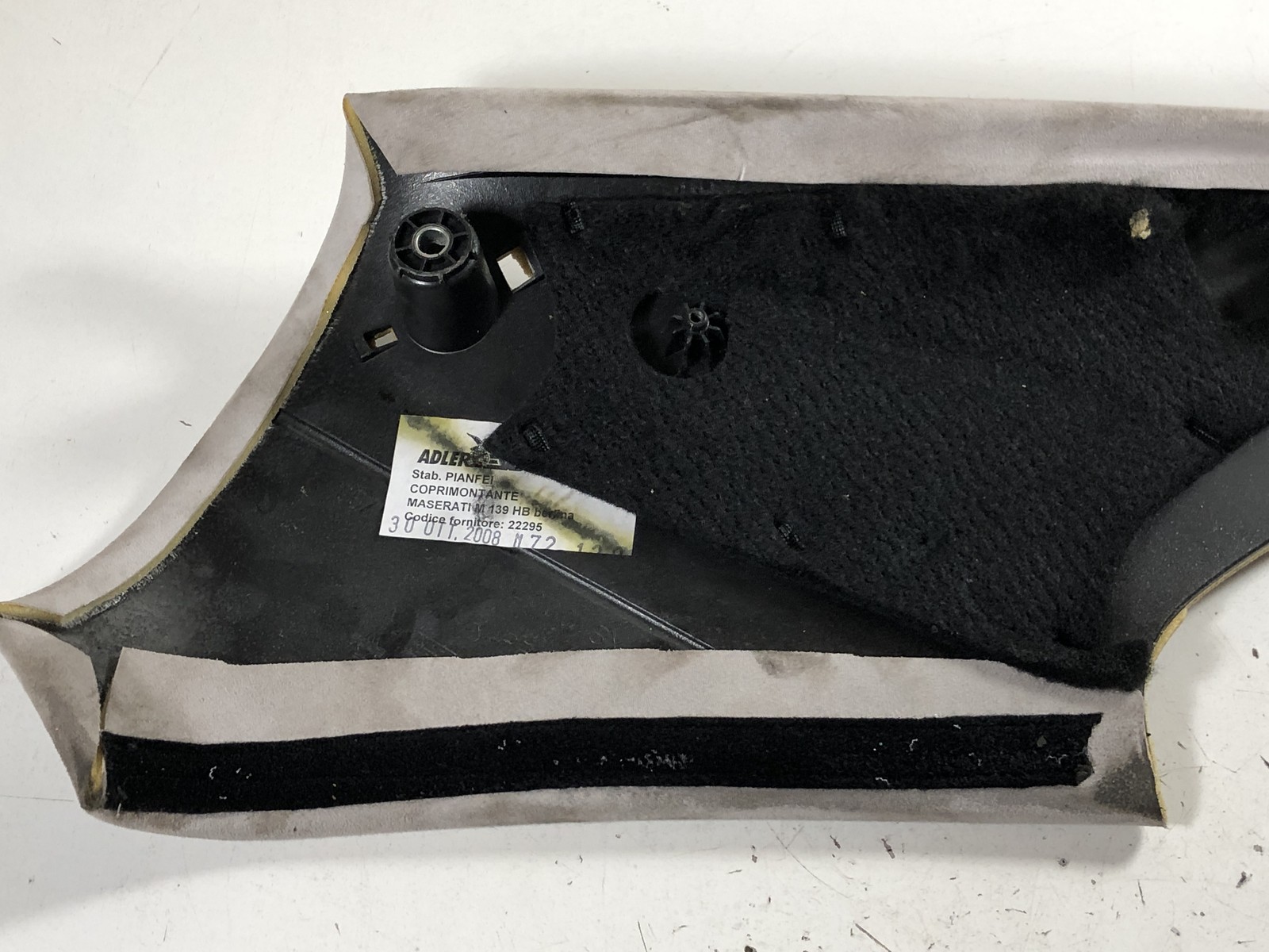 03-13 Maserati Quattroporte M139 Left C Pillar Trim Panel Grey Alcantara OEM 09