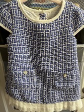 Janie And Jack White/blue Tweed Dress 12-18 Months New With Tags