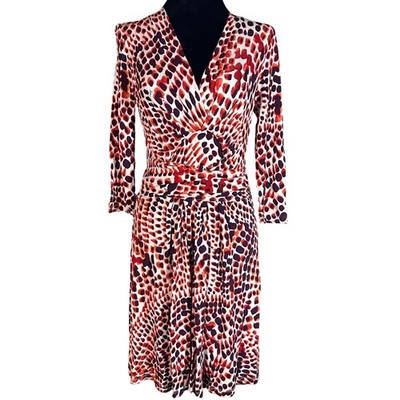 Banana Republic Issa Collection Retro Style Patterned Dress 3/4 Sleeve Sz XS
