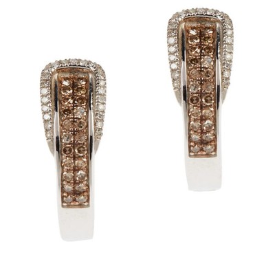 Colleen Lopez Sterlingsilber 0,50 ctw Champagner Diamant Schnalle Huggie Hoop