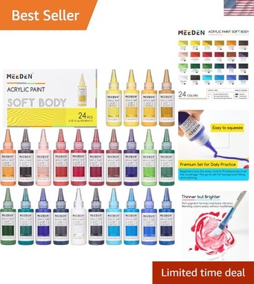 Soft Body Acrylic Paints Set: Matte Finish 24 Colors x 60ml/2oz Fluid Acrylic...