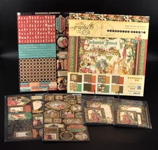 Graphic 45 ENCHANTED FOREST Bundle 12x12 Paper Pad, Chipboard, Cards NEW
