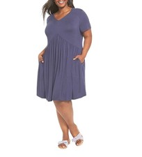 Lane Bryant Short Sleeve Babydoll Fit & Flare Dress Mood Indigo Plus Size 30/32