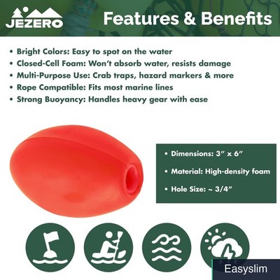 Fishing Float Bobber Red 6x3 Inch Plastic Boat Mooring Marker Buoy