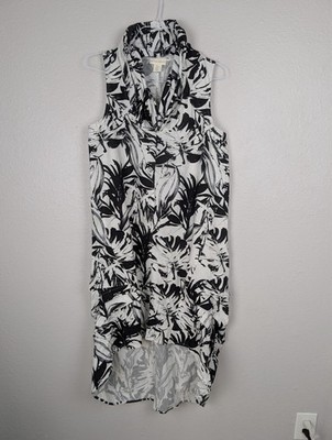 Cynthia Rowley Dress Womens XL Linen Sleeveless High Low Floral Summer  Casual | eBay
