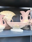 Hull W-8-11 Pink White Yellow Floral Art Pottery Bowl USA Impressed Backstamp