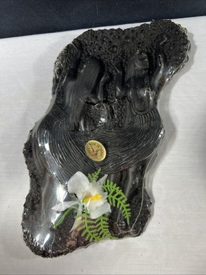 Vintage COCOJOES OF HAWAII Hula Dancers Sculpture Plaque #406 Made From Lava,NEW