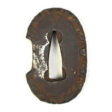 S354 Tsuba Iron Guard Short Sword Fittings Collectible Authentic Antique