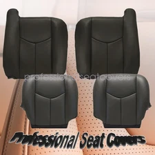 Fits 03-07 GMC Sierra Driver & Passenger Bottom & Top Leather Seat Cover Gray