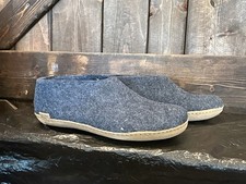 Glerups Shoe Navy Slipper with Leather bottom EU Size 39