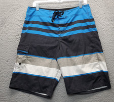 O'Neill Swim Trunk Shorts Mens 30 Multicolor Striped Drawstring Waist Beachwear