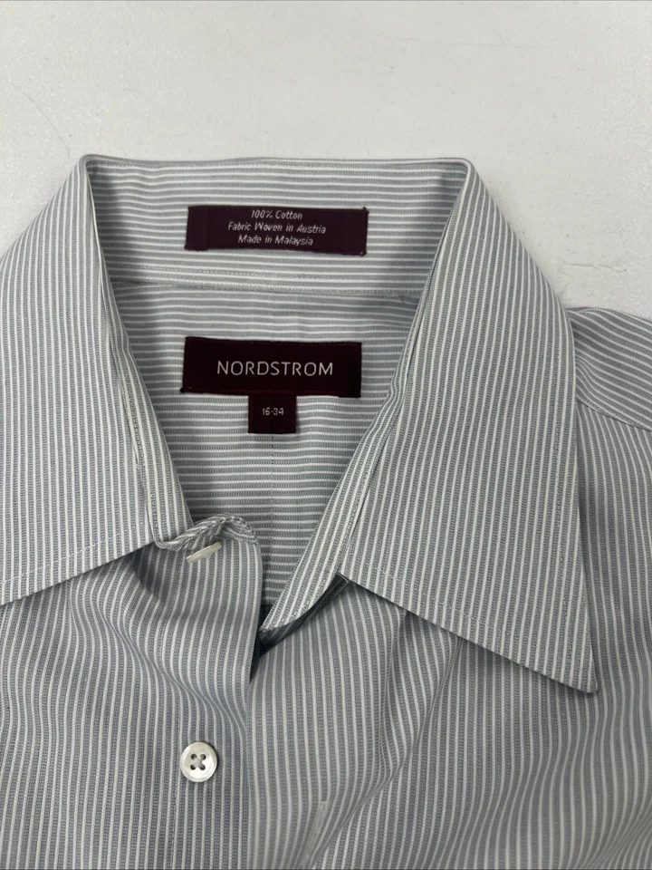 Camisa de vestir de algodón a rayas grises Nordstrom para hombre 16 34 Foto 4 de 4