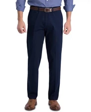 Haggar Men's Flat Front Navy Premium Straight Fit Pants 36 X 30 NEW $70 HC10897