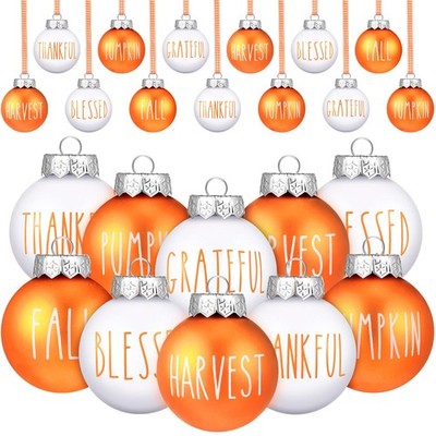 Vinsot 12 Pcs Fall Ball Ornaments for Tree 2.36 Inch Thanksgiving Plastic...