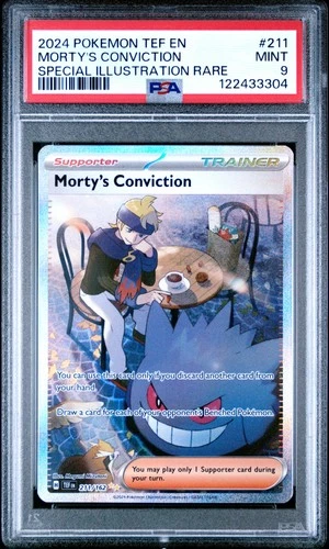 2024 POKEMON TEF EN-TEMPORAL FORCES #211 MORTY'S CONVICTION PSA 9