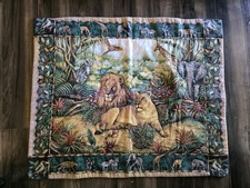 Handmade Safari Animal Baby Quilt 40x33 Reversible Lion Elephant Jungle Lap Blan