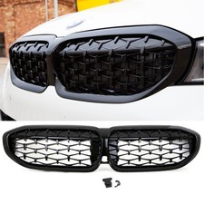 Diamant Wabengrill Kühlergril Schwarz Glanz Sport passt für BMW 3er G20 G21