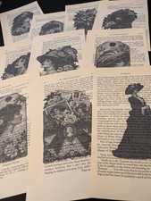 Vintage Ladies Black  White Printed Book Pages Set of 10 Junk Journal Set 1