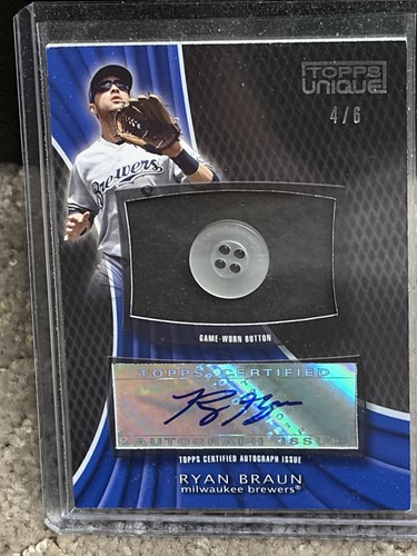 2009 Topps Unique Game Jersey Button Ryan Braun Brewers 4/6 UBA-RB