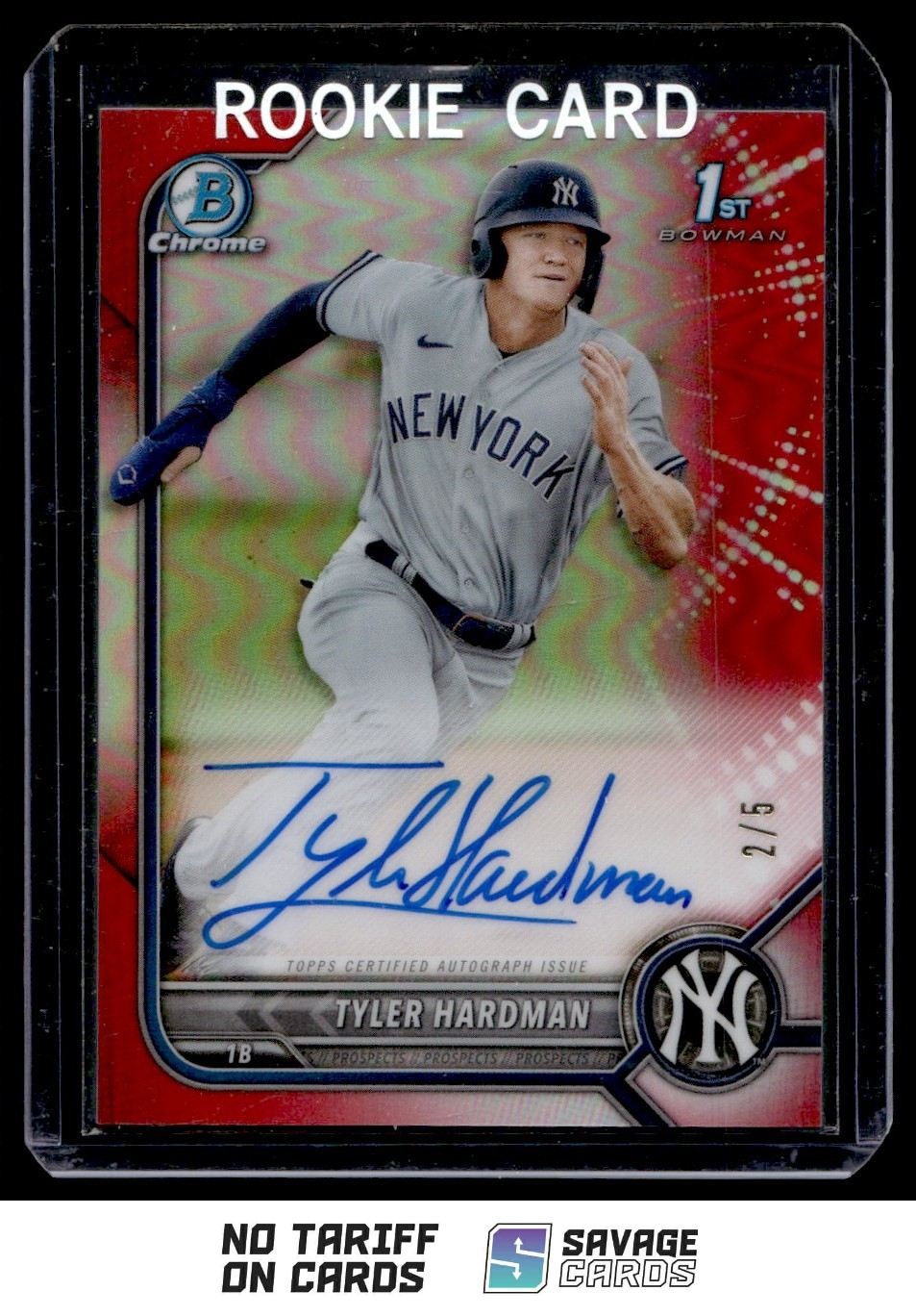 2022 Bowman Chrome Auto Red Lava Refractor Tyler Hardman /5 #CPA-TH New York