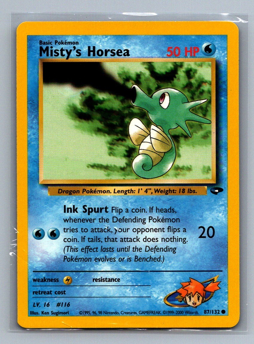 Misty's Horsea #87/132 Unlimited Gym Challenge (Ken Sugimori) Pokemon - NM-/LP+