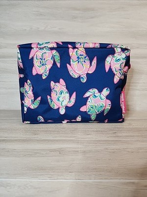 Simply Southern Cosmetic Bag Cube Navy Blue Pink Sea Turtle Make Up Storage