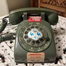 Vintage Rotary Avocado Telephone Rotating Dial by Western Electric 1970s Phone