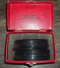 Vntg Red Amfile Platter Pak 45 rpm Record Carrying Case w/ 40 Records Variety