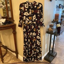 ZARA Women Multicolor Floral Button Front 3/4 Sleeve Maxi Dress Size Xsmall
