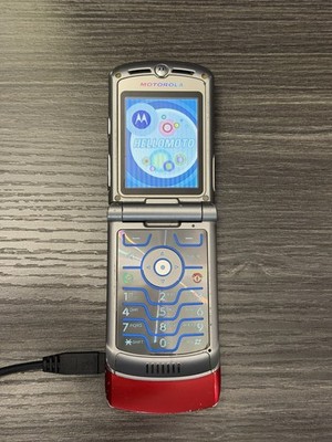 MOTORAZR V3m Flip Cell Phone Sprint Red Silver Product Red Open Box Accessories