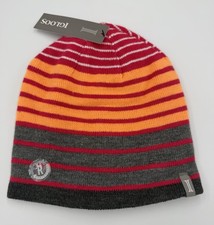 IGLOOS Girls Red Gray Stripe Beanie Hat 7-16 One Size Winter Ski Outdoors