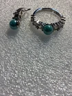 Vintage SET STERLING SILVER  SET BLUE & WHITE QUARTZ RING & PENDANT STAMPED 925