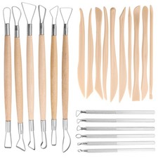 Keramik Ton Bildhauerei Werkzeuge, 22 Stck. Holzgriff Keramik Schnitzwerkzeuge &3896