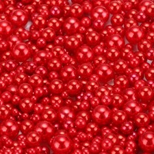 800 Pcs Faux Pearl for Crafting 3-8mm No Hole ABS Round Pearls Beads Red