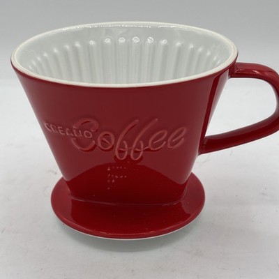 Creano XXL Porcelain Coffee Dripper Red - Ceramic Cone Brewer - Pour Over Cof...