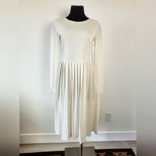 NEW Na-kd Cream Ivory Pleated Midi Dress Preppy Retro Tennis Royalty Old Money M